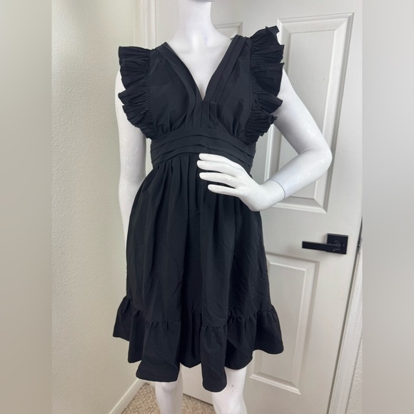 The Impeccable Pig Black Ruched Tiered Mini Dress - Picture 1 of 17
